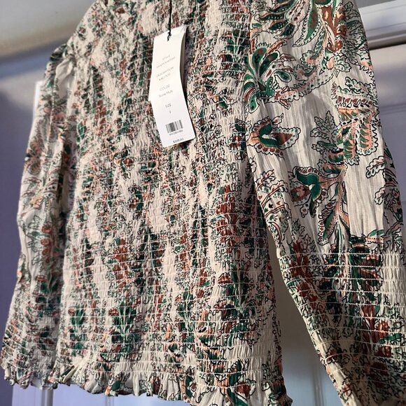 NWT Veronica Beard Kali Top Stone Multi Smocked Blouse Size 2 - Picture 2 of 11